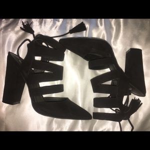 G by Guess with tassel tie around the ankle heels!